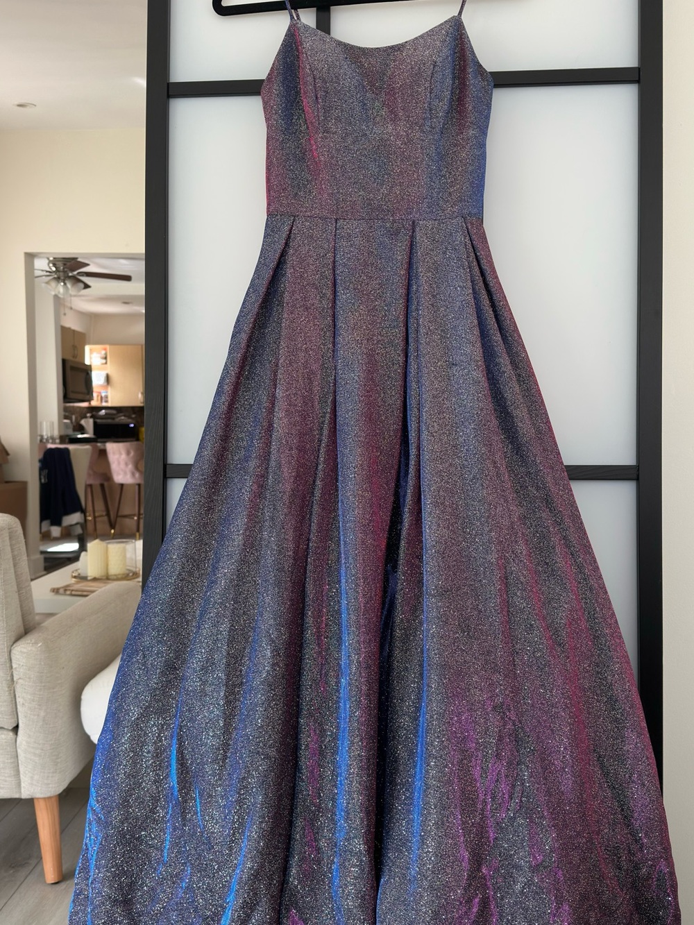 Iridescent Navy Maxi Gown with Subtle Purple Sheen